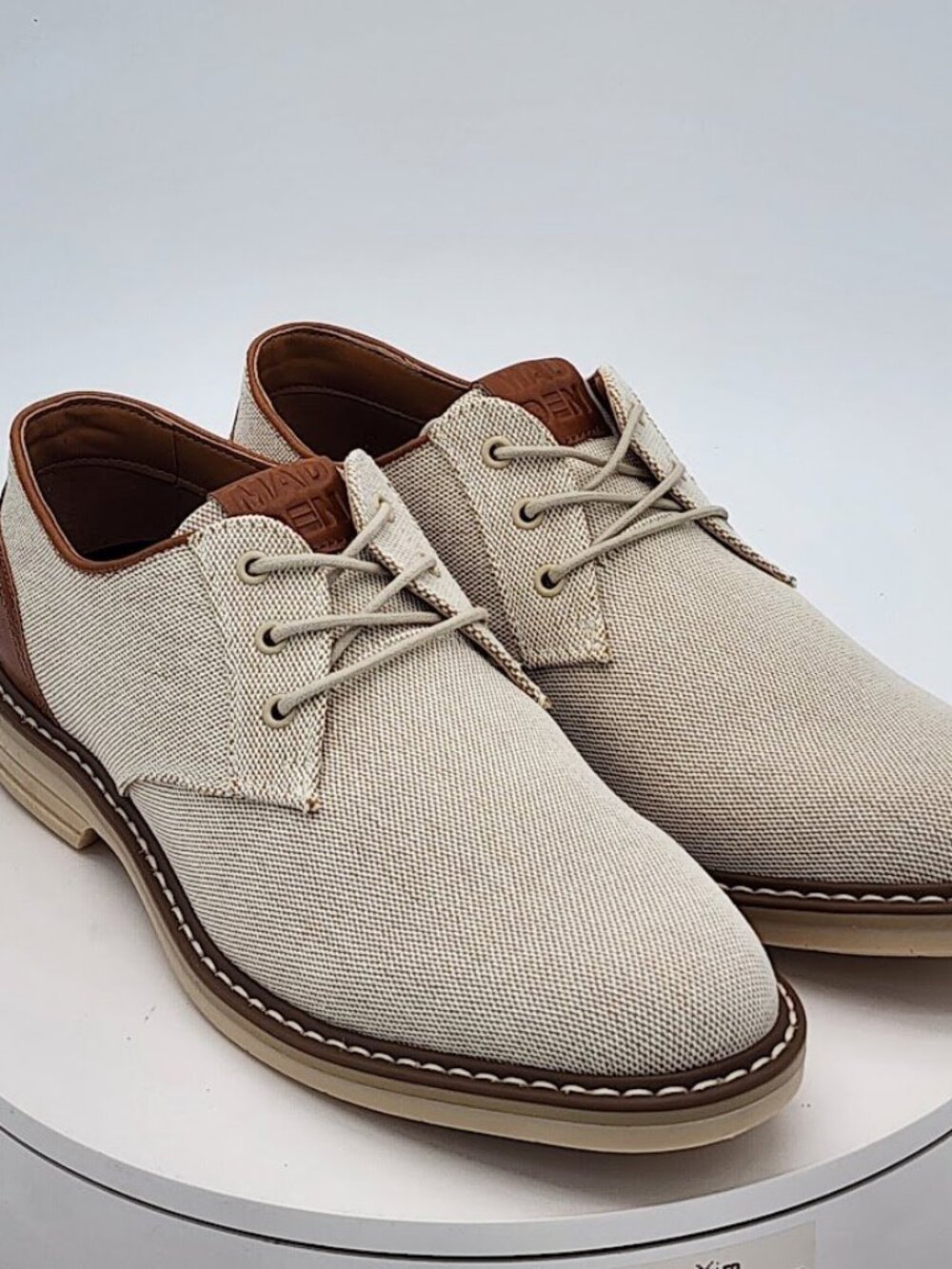 Madden Duralix X White Tan Textile Derby Shoes Men’s Size 9.5 New
